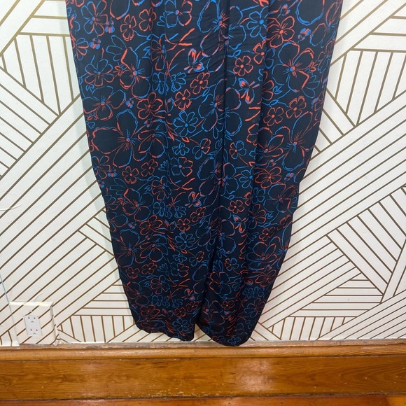 Whistles Outline Floral Jumpsuit Blue Red Button Front Tie Waist Size US 8 - Picture 6 of 11